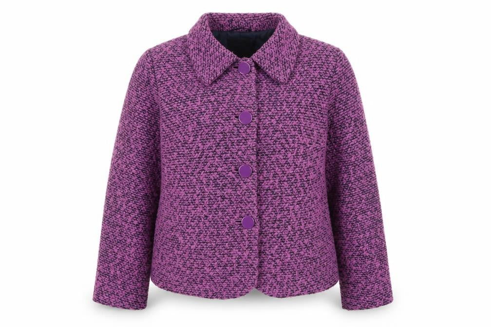 Front view of Marks & Spencer Women's Purple Bouclé Blazer