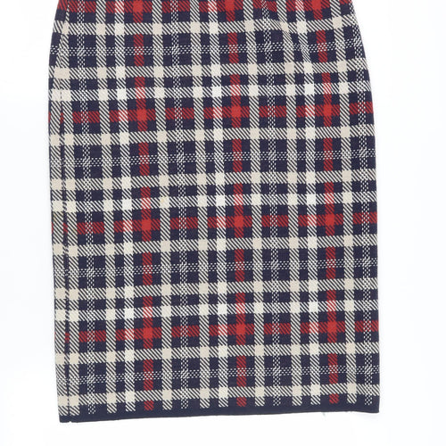 Women's Multicoloured Plaid Wool Skirt, Size 16
