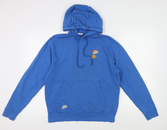 Nike Men's Blue Pullover Hoodie M, Graphic Logo