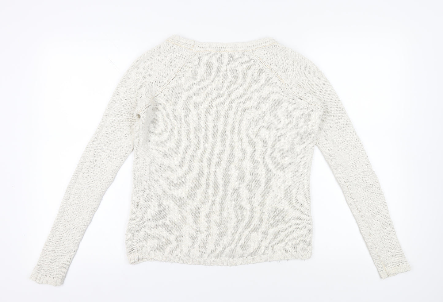 Superdry Women's White Cotton Pullover Jumper, Size S