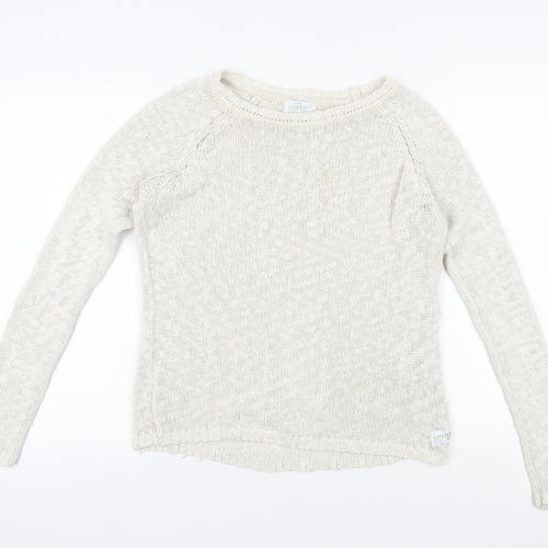 Superdry Women's White Cotton Pullover Jumper, Size S