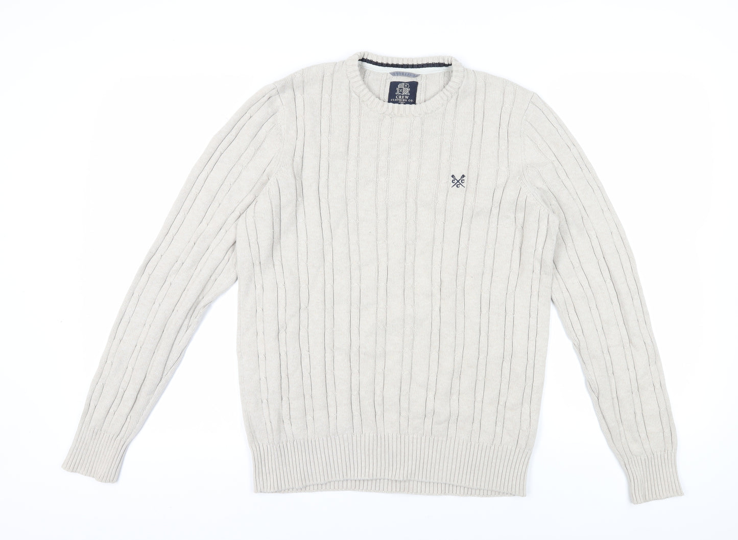 Crew Clothing Men's Ivory Cable-Knit Pullover Sweater