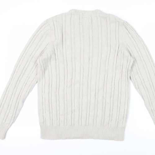 Crew Clothing Men's Ivory Cable-Knit Pullover Sweater