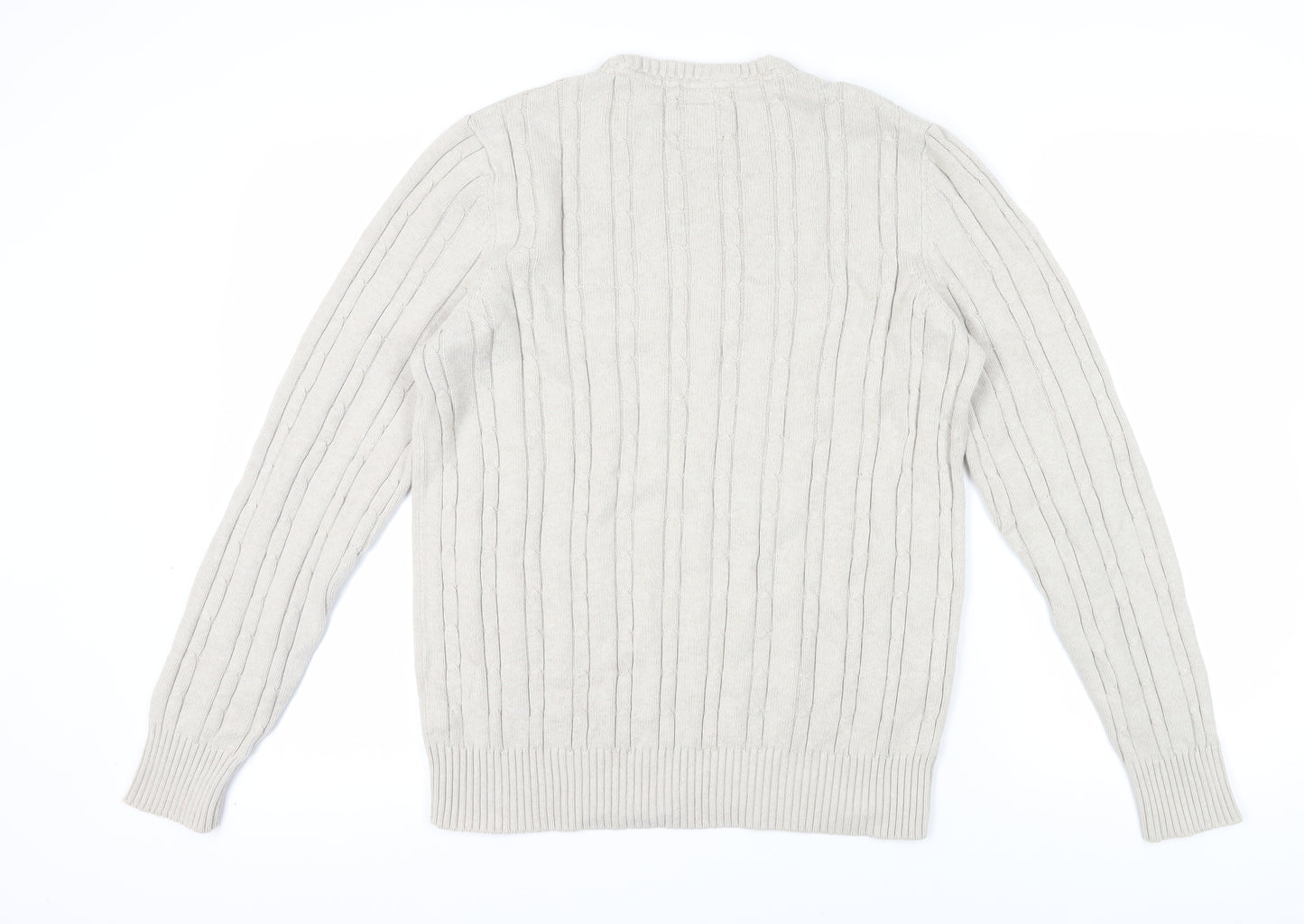 Crew Clothing Men's Ivory Cable-Knit Pullover Sweater