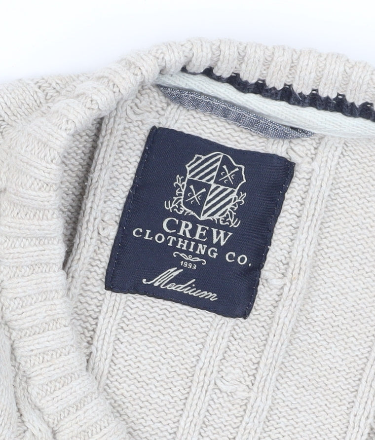 Crew Clothing Men's Ivory Cable-Knit Pullover Sweater