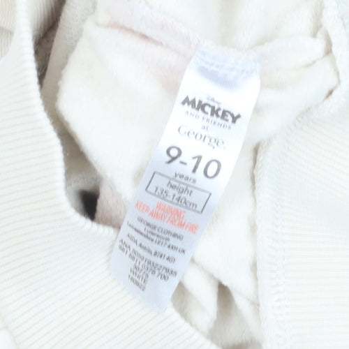 George Girls White Mickey Mouse Graphic Sweatshirt 9-10 Years