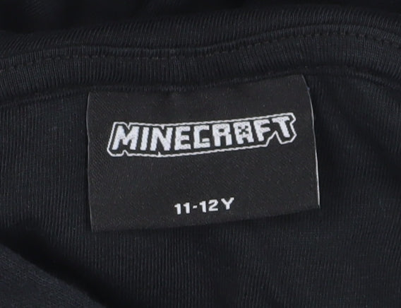 Minecraft Boys Black Pullover Hoodie 11-12 Years Creeper Print