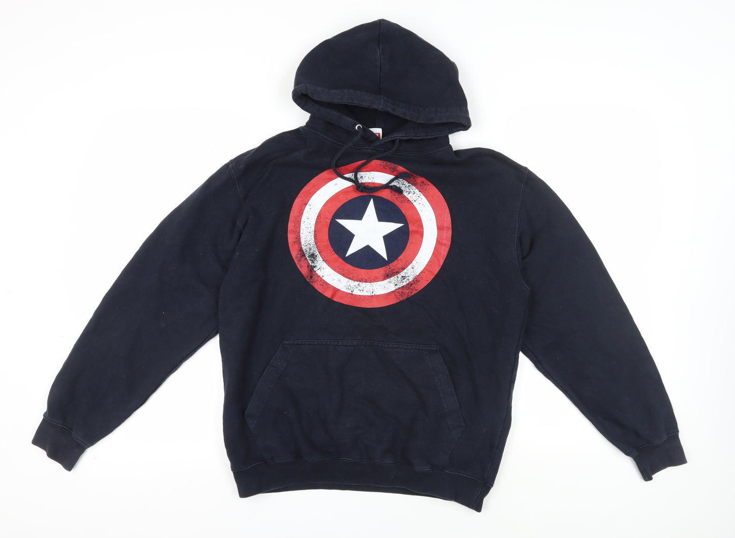 Marvel Men's Black M Pullover Hoodie with Captain America Print