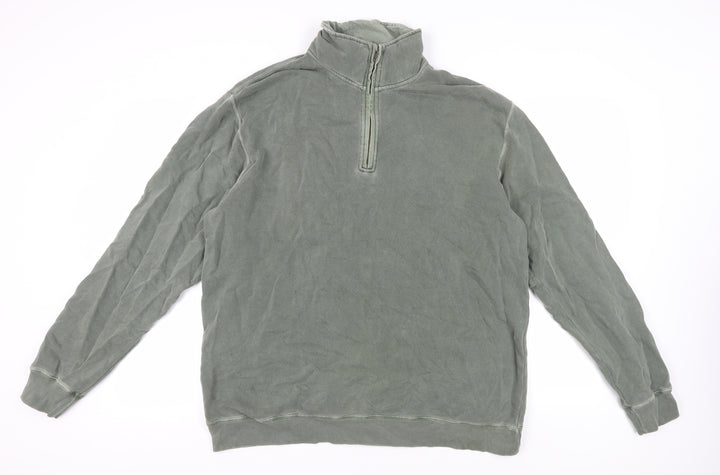 Lands' End Men's Green 1/4 Zip Sweatshirt, Size L, Cotton
