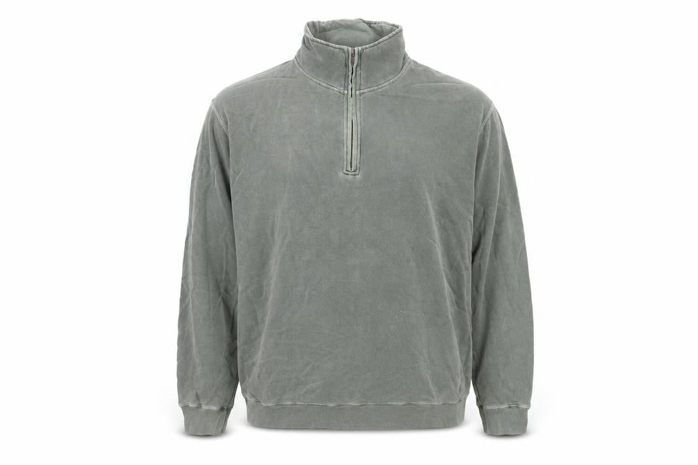 Front view of Lands' End Men's Green 1/4 Zip Sweatshirt, size L, Cotton