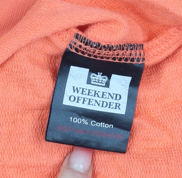 Weekend Offender Orange Pullover Sweatshirt, Small, Unisex