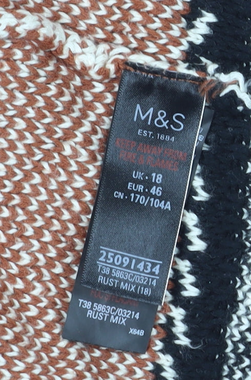 Marks & Spencer Women's Brown Geometric Cardigan, Size 18