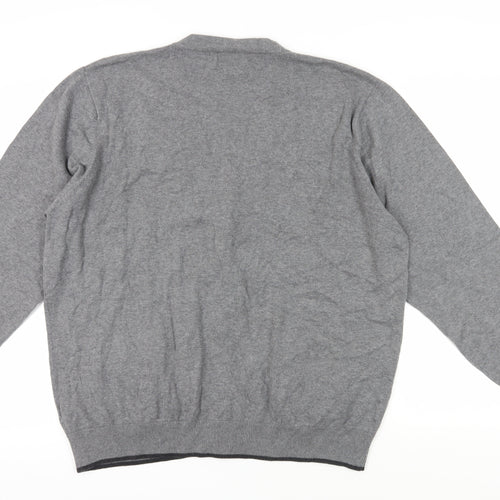 Marks and Spencer Men's Grey 2XL Cardigan - Cotton