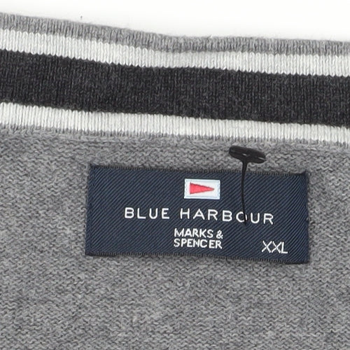 Marks and Spencer Men's Grey 2XL Cardigan - Cotton