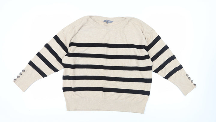 Principles Women's Beige Black Stripe Jumper, Size L