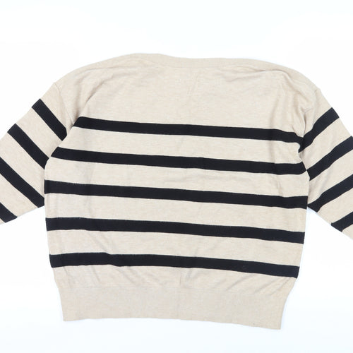 Principles Women's Beige Black Stripe Jumper, Size L