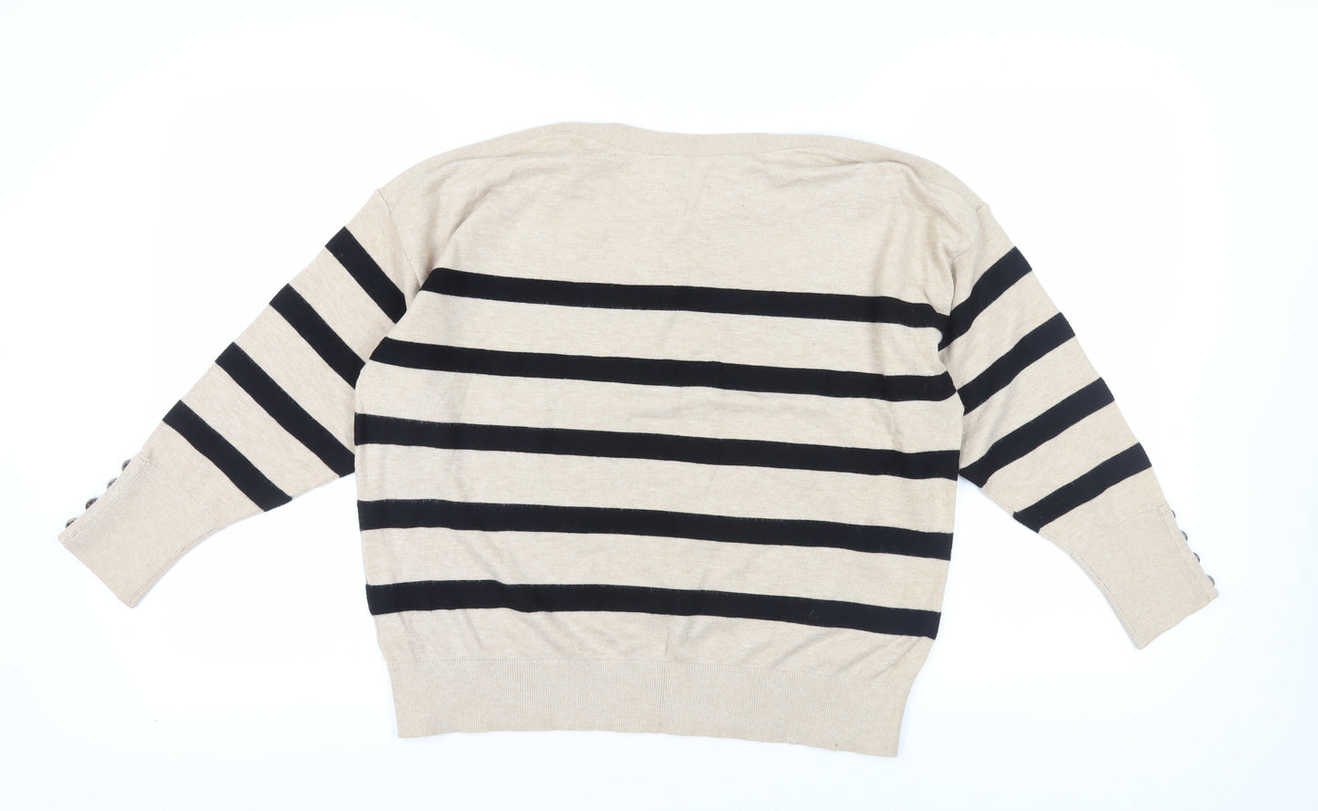 Principles Women's Beige Black Stripe Jumper, Size L
