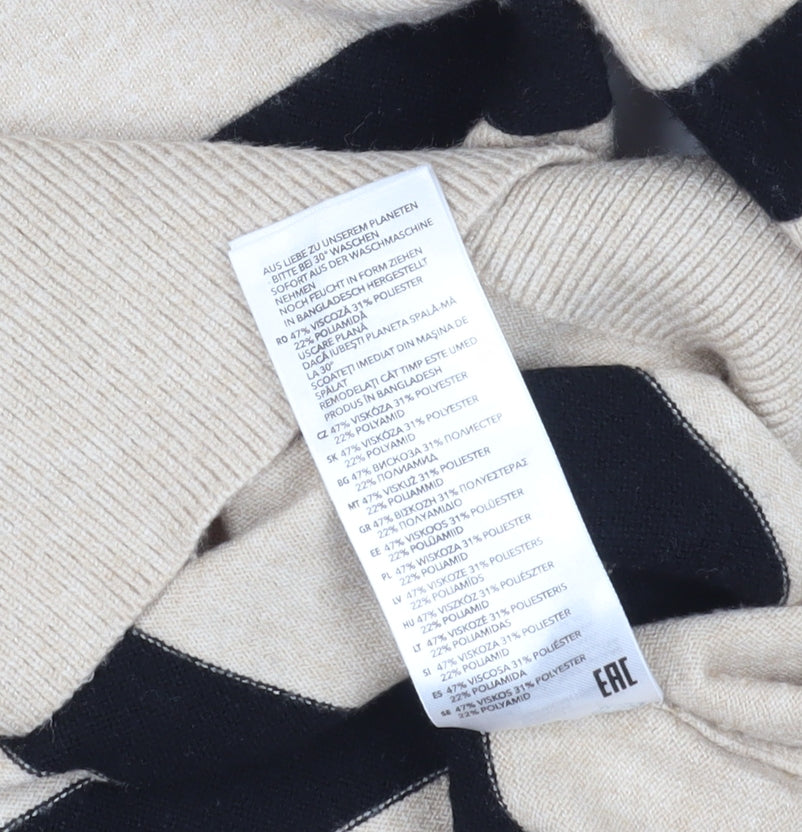 Principles Women's Beige Black Stripe Jumper, Size L
