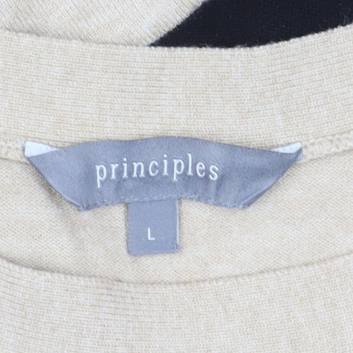 Principles Women's Beige Black Stripe Jumper, Size L