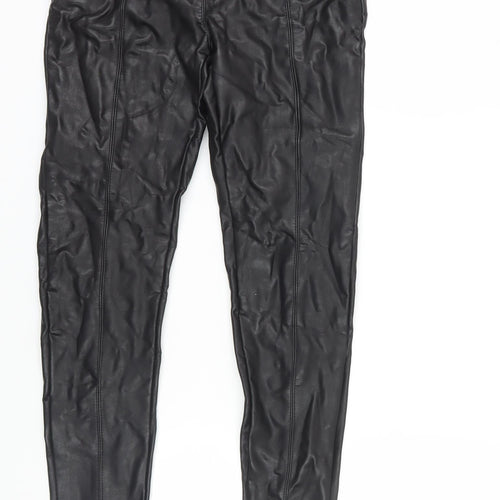 Topshop Women's Black Skinny Faux Leather Trousers Size 10
