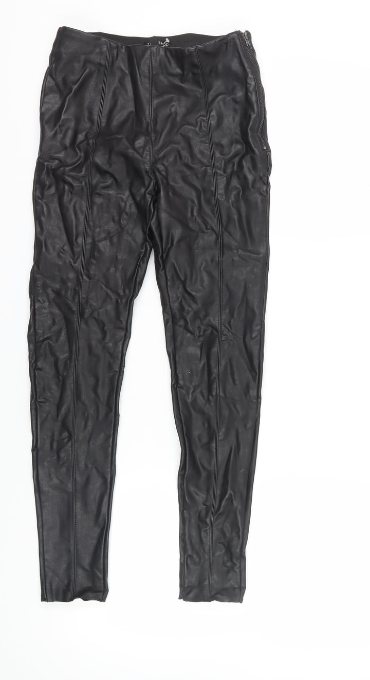 Topshop Women's Black Skinny Faux Leather Trousers Size 10