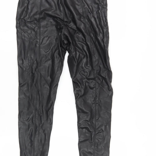 Topshop Women's Black Skinny Faux Leather Trousers Size 10