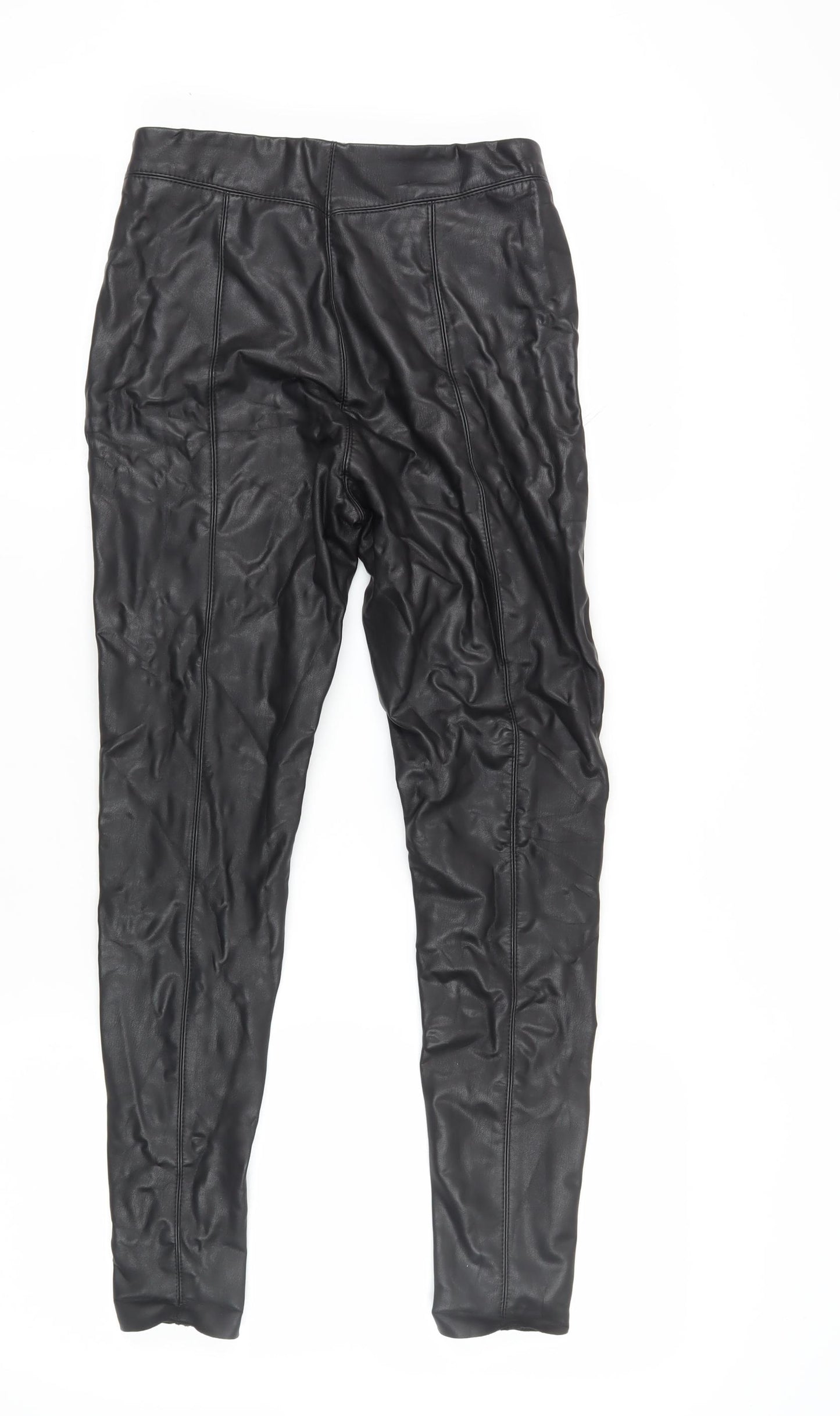 Topshop Women's Black Skinny Faux Leather Trousers Size 10