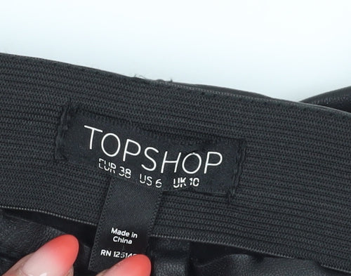 Topshop Women's Black Skinny Faux Leather Trousers Size 10