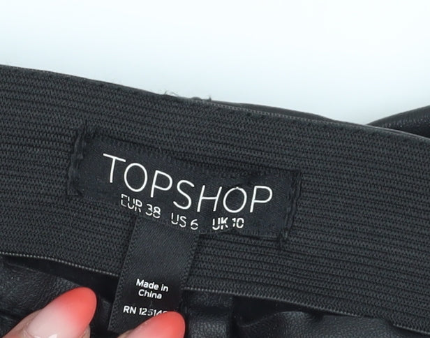 Topshop Women's Black Skinny Faux Leather Trousers Size 10