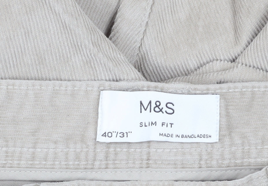 Marks and Spencer Men's Beige Chino Trousers
