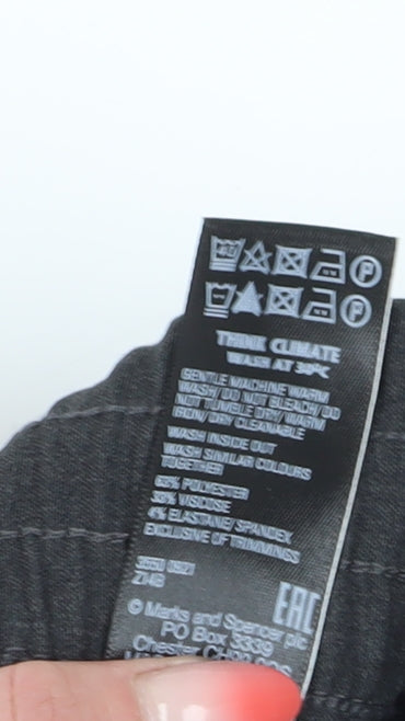 M&S Women's Black Wide-Leg Trousers Size 12