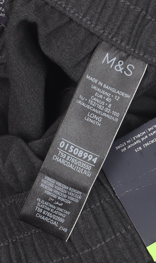 M&S Women's Black Wide-Leg Trousers Size 12