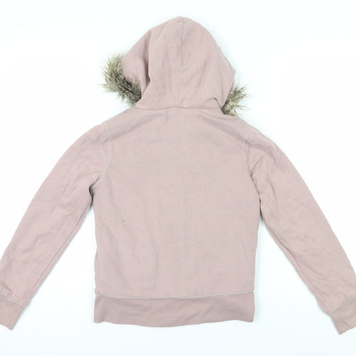 GapKids Girls Pink Fur Trim Full Zip Hoodie - Size 13 Years