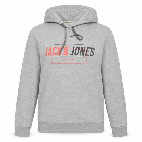 Jack & Jones Grey Medium Hoodie for Men - Stylish Logo Detail