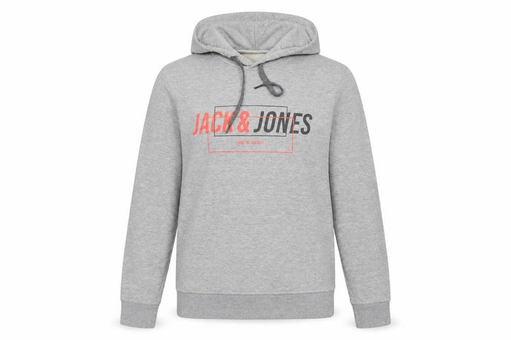 Jack & Jones Grey Medium Hoodie for Men - Stylish Logo Detail