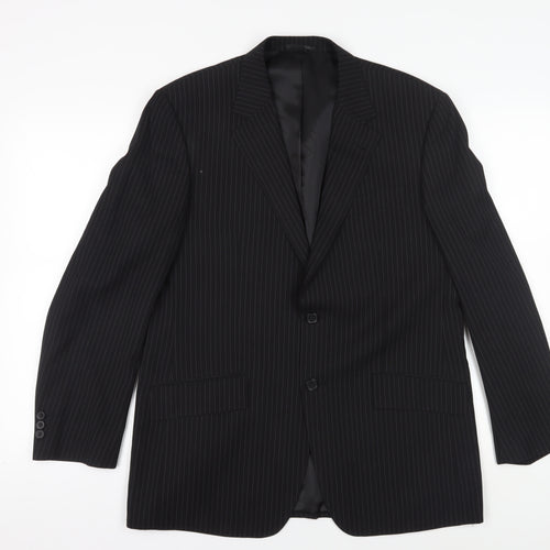 Burton Men's Black Pinstripe Blazer 42R Regular Fit