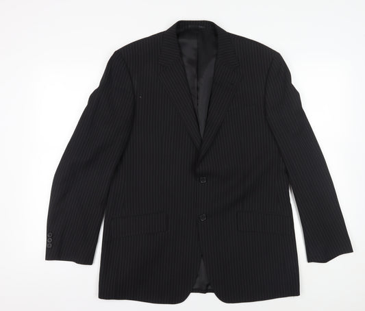 Burton Men's Black Pinstripe Blazer 42R Regular Fit