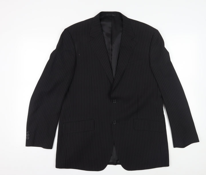 Burton Men's Black Pinstripe Blazer 42R Regular Fit