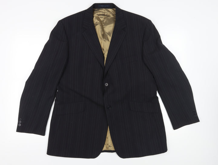 Burton Men's Black Pinstripe Suit Jacket 44S