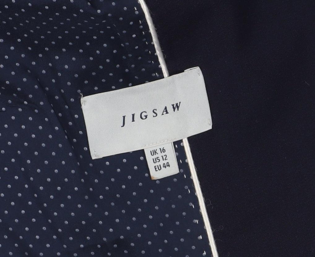Jigsaw Women's Blue Wool Blazer Size 16 Classic Fit
