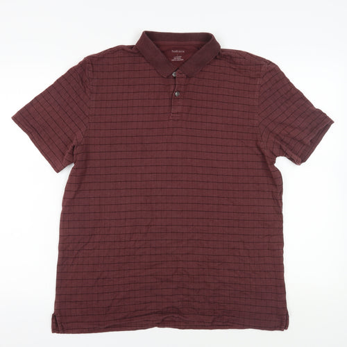Van Heusen Men's Red Check Polo Size L