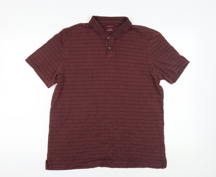 Van Heusen Men's Red Check Polo Size L