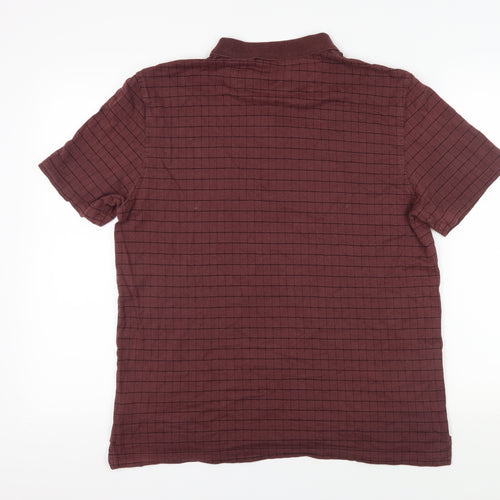 Van Heusen Men's Red Check Polo Size L