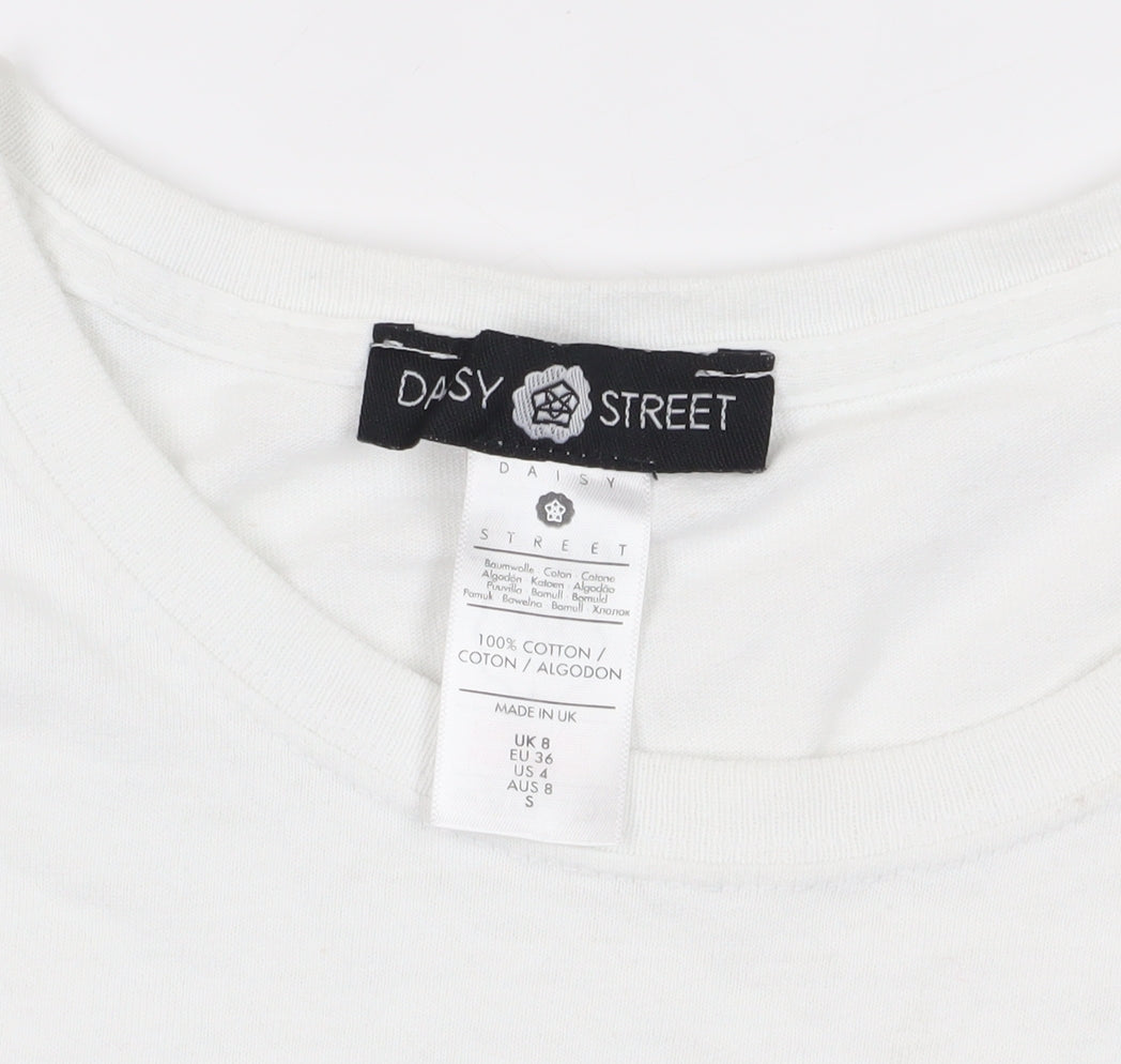 Daisy Street Women's White T-Shirt, Size S, Casual Wear