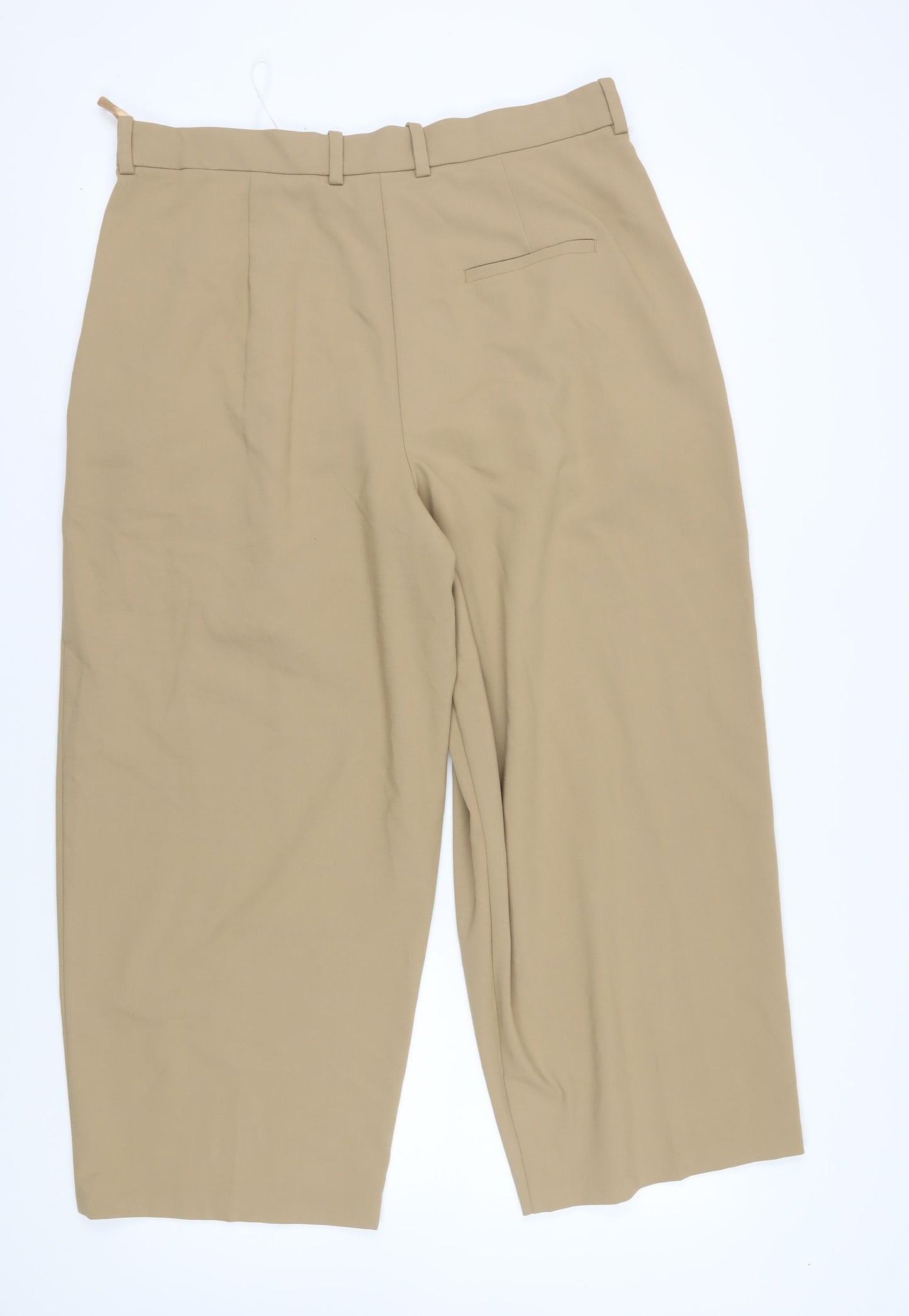 Marks & Spencer Women's Beige Pleated Trousers - Size 18