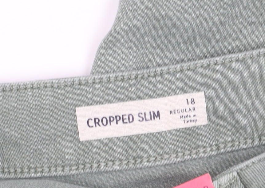 Marks and Spencer Women's Green Cropped Slim Jeans