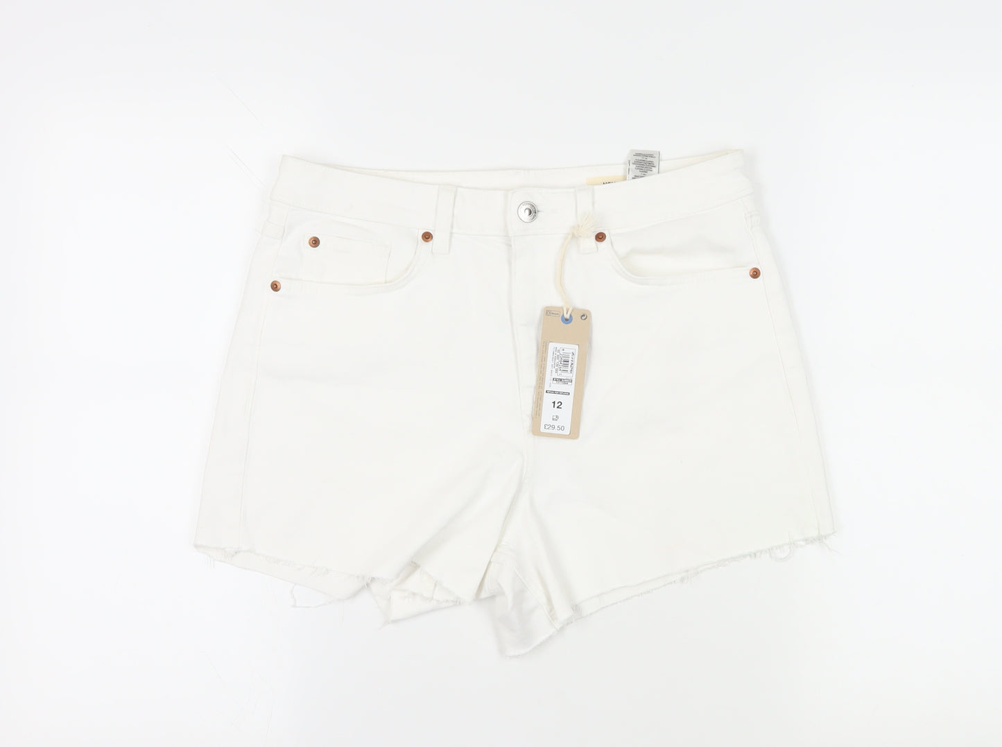 Marks and Spencer Women's White Mom Shorts Size 12
