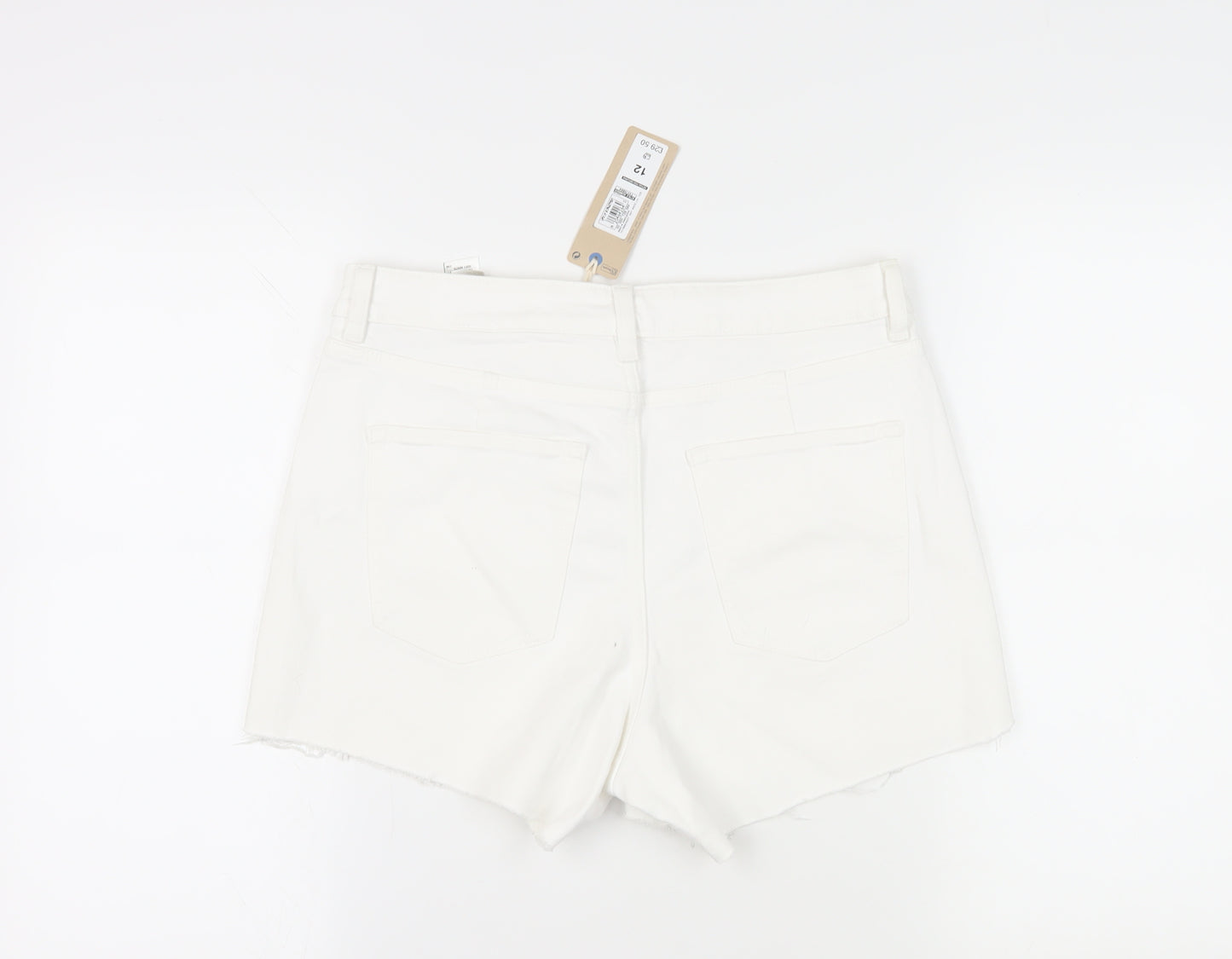 Marks and Spencer Women's White Mom Shorts Size 12