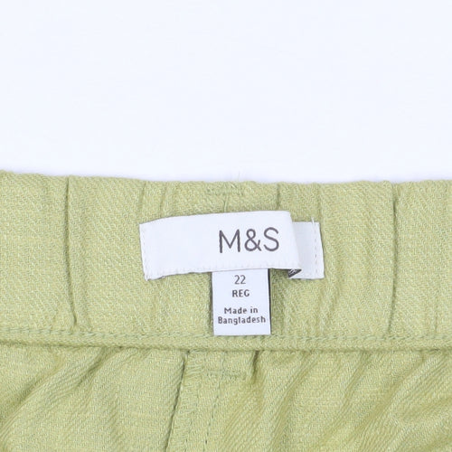 Marks and Spencer Women's Green Linen Blend Shorts 22