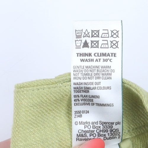 Marks and Spencer Women's Green Linen Blend Shorts 22